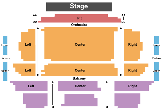 Ruby Diamond Concert Hall Seating Chart: End Stage