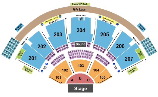Ruoff Music Center Seating Chart: Endstage ABC & 101-105