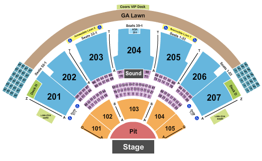 Ruoff Music Center Seating Chart: Endstage GA Pit 101-105