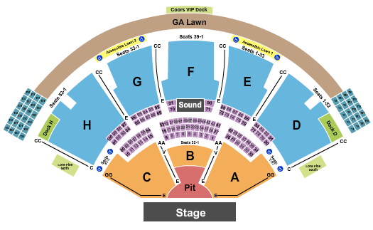 Ruoff Music Center Seating Chart: End Stage GA Pit (To Row M)