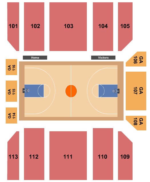 Ryan Center & DJ Sokol Arena Seating Chart: Basketball