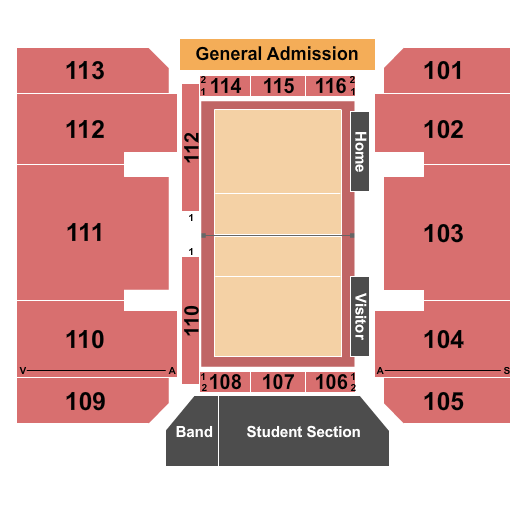 Ryan Center & DJ Sokol Arena Seating Chart: Volleyball