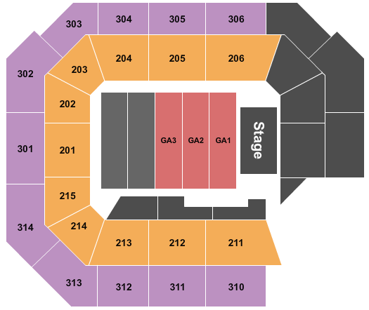 Ryan Center Seating Chart: Endstage GA Floor Tiered 2