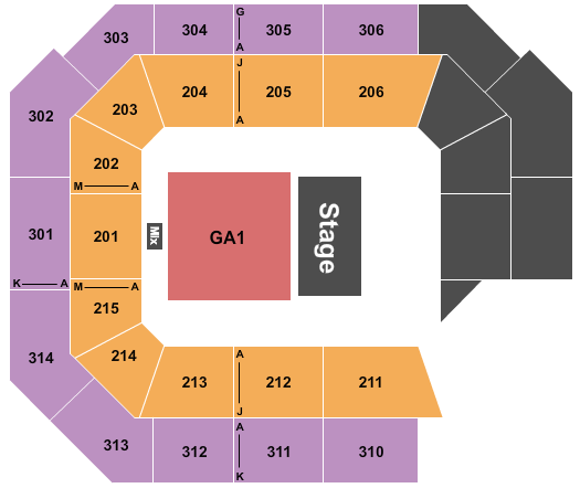 Ryan Center Seating Chart: Half House GA Floor 2