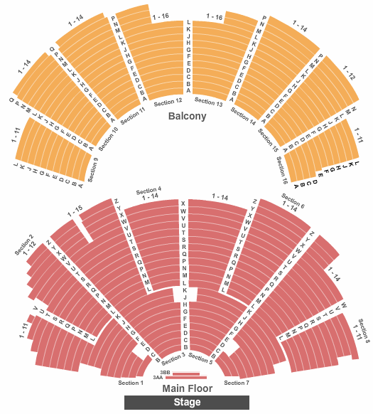 Ryman Auditorium Seating Chart: End Stage