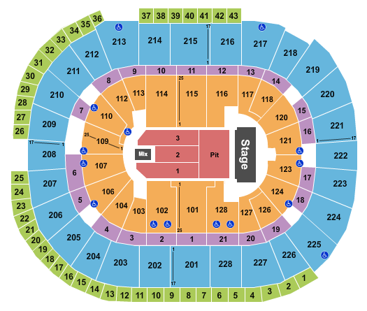 SAP Center Seating Chart: Endstage GA Pit 3