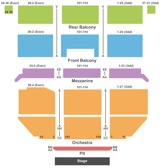 Pearl Concert Theater At Palms Casino Resort Seating Chart