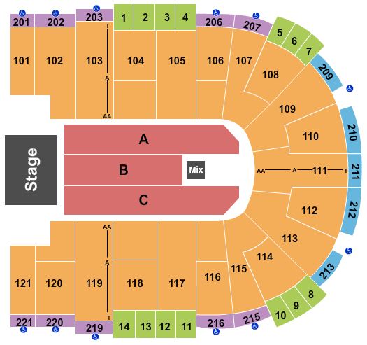 Sames Auto Arena Seating Chart: End Stage 2