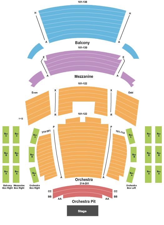 Sandler Center For The Performing Arts Seating Chart: End Stage