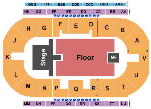 Sandman Centre Seating Chart: Bryan Adams