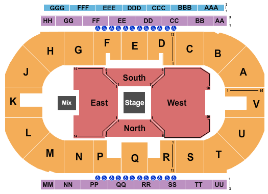 Sandman Centre Seating Chart: Center Stage 1