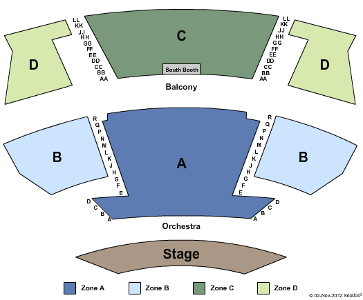 Sands Theatre at the Venetian Las Vegas Seating Map