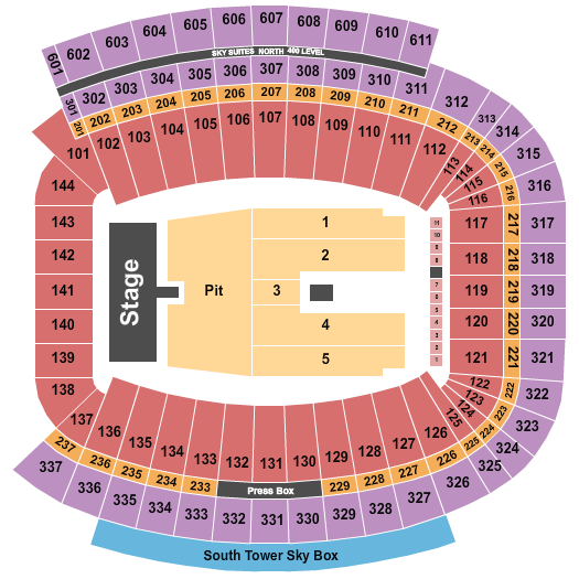 Sanford Stadium Seating Chart: Concert With Pit
