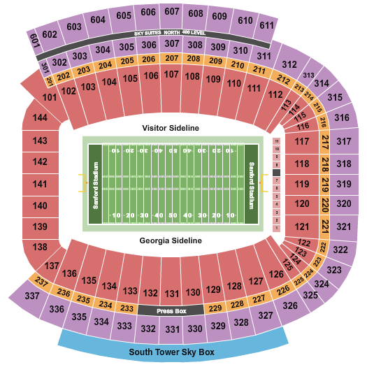 Sanford Stadium Map