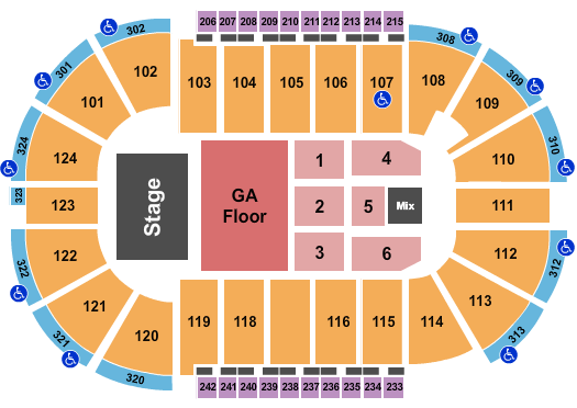 Santander Arena Seating Chart: Treaty Oak Revival