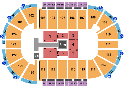 Santander Arena Seating Chart: Wrestling 2