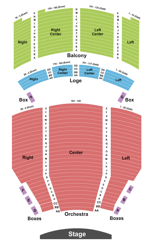 Santander Performing Arts Center Seating Chart: End Stage 2