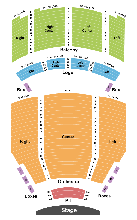 Stanley Performing Arts Center Seating Chart