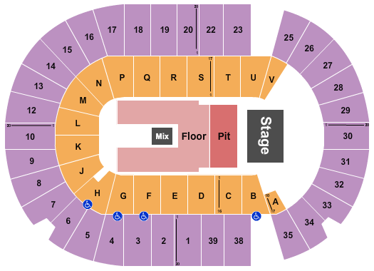 SaskTel Centre Seating Chart: Endstage Pit/Floor