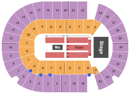 SaskTel Centre Seating Chart: End Stage