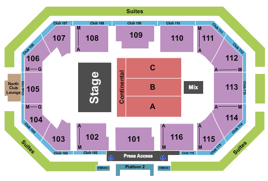 Scheels Arena Seating Chart: Endstage - Continental