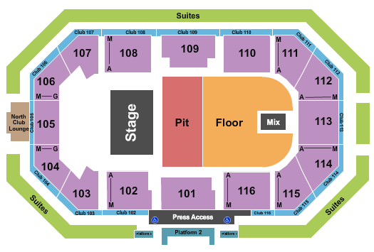Scheels Arena Seating Chart: Endstage Pit/Floor
