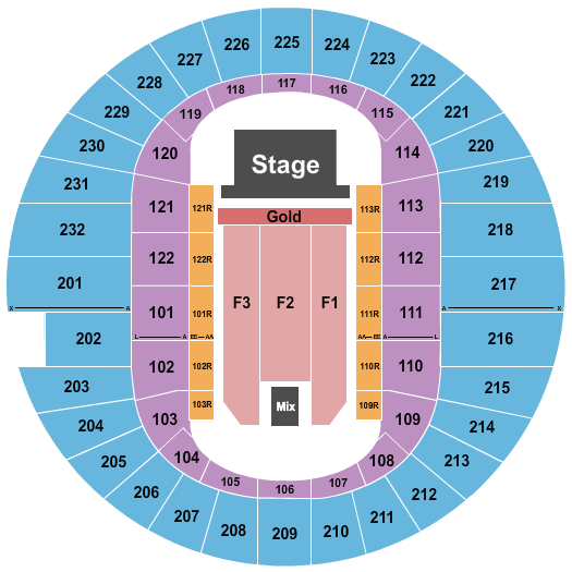 Scope Arena Seating Chart: Endstage Gold Front 2
