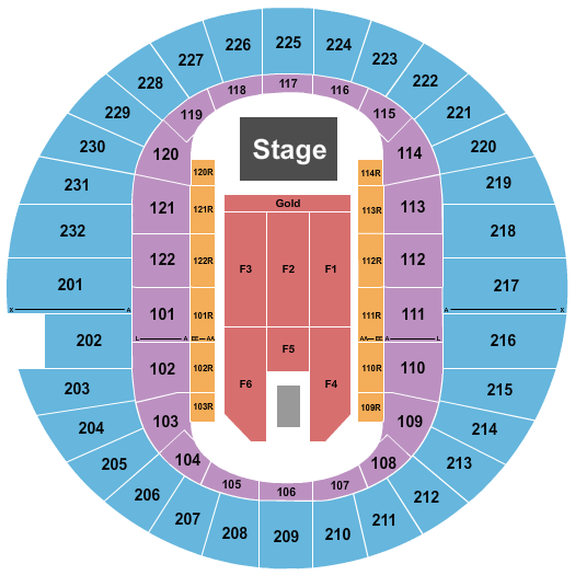 Scope Arena Seating Chart: Endstage Gold Front 3