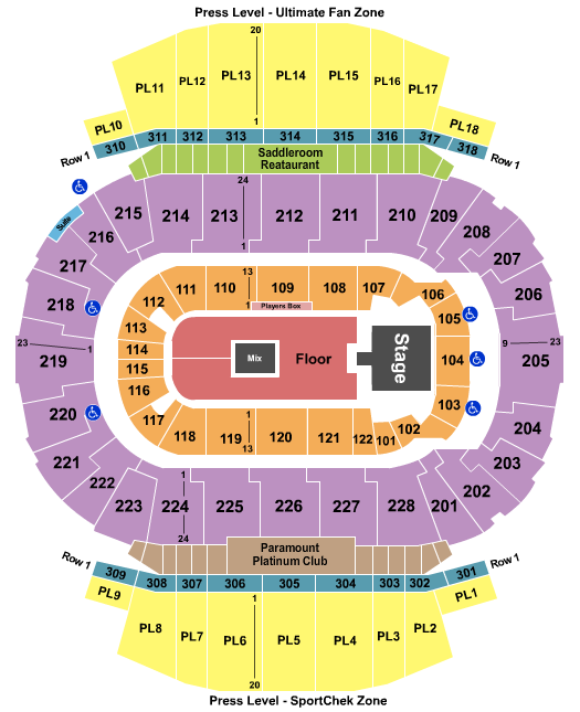 Scotiabank Saddledome Seating Chart: Endstage GA Flr/Catwalk