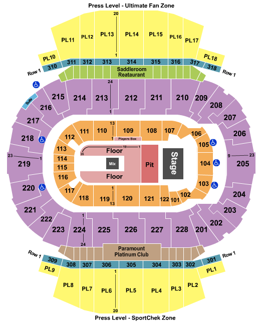 Scotiabank Saddledome Seating Chart: Endstage Pit/Floor