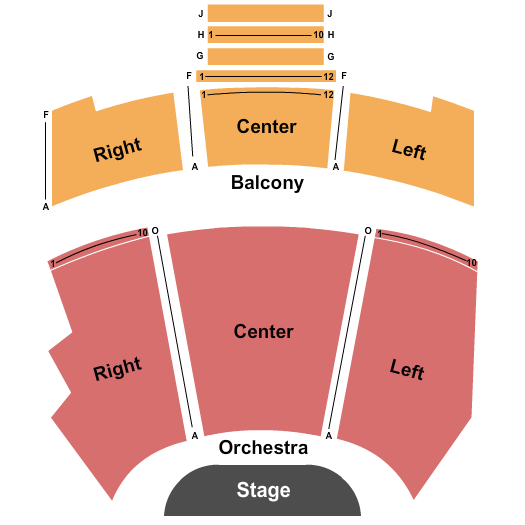 Sheldon Concert Hall Seating Chart: End Stage