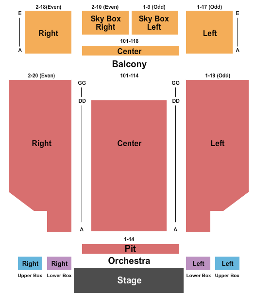 Sherman Theater Seating Chart: Endstage 3