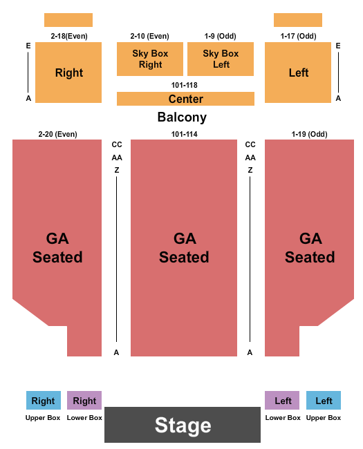 Sherman Theater Seating Chart: Endstage - GA Seated Resv Balc