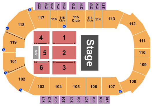Showare Center Seating Chart: Half House no 200s