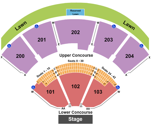 Shoreline Amphitheatre - CA Seating Chart: End Stage