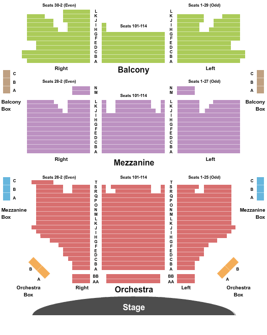Shubert Theater - CT Seating Chart: End Stage