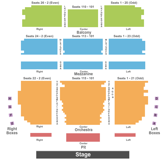Shubert Theatre At The Boch Center Seating Chart: End Stage