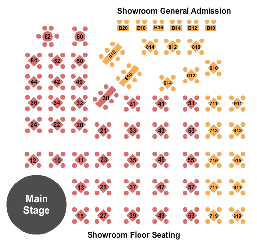 Side Splitters Comedy Club Seating Chart: Tables
