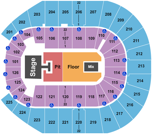 Simmons Bank Arena Seating Chart: Endstage GA Pit w/ Catwalk