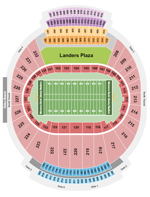 Simmons Bank Liberty Stadium Seating Chart: Football