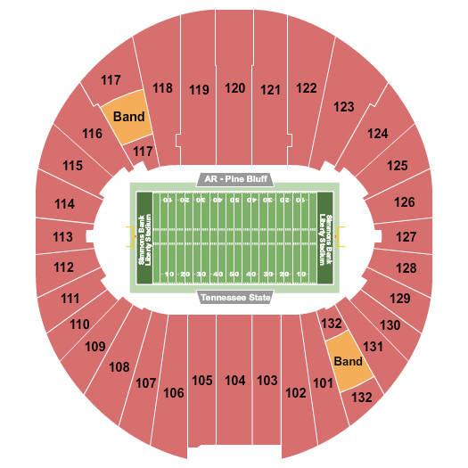 Simmons Bank Liberty Stadium Seating Chart: Southern Heritage Classic