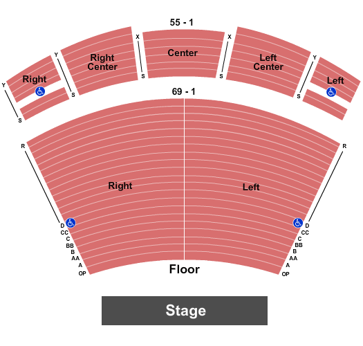 Concert Hall at Singletary Center for the Arts Seating Chart: Endstage 2