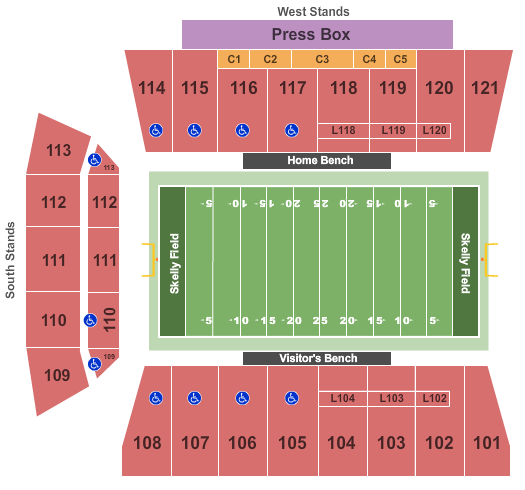 Skelly Field at H.A. Chapman Stadium Seating Chart: Football