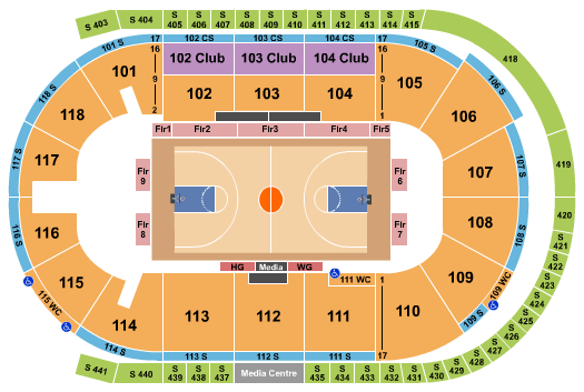 Slush Puppie Place Seating Chart: Basketball - Globetrotters
