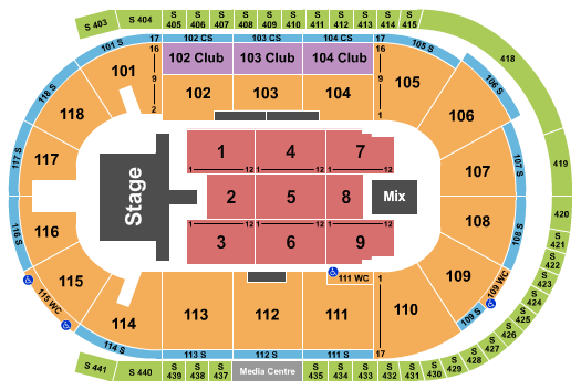 Slush Puppie Place Seating Chart: Bryan Adams 2