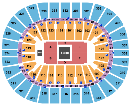 Smoothie King Center Seating Chart: Center Stage 1