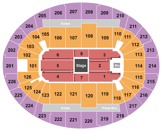 SNHU Arena Seating Chart: Center Stage 2