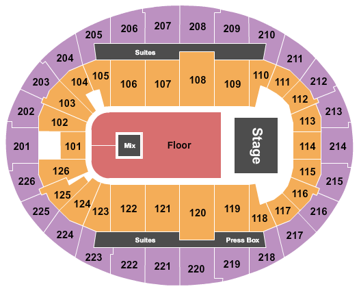 SNHU Arena Seating Chart: End Stage -- GA Floor