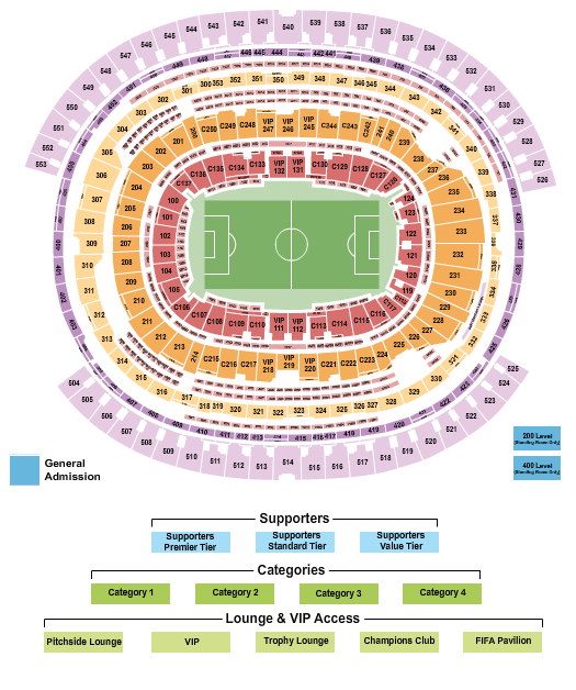 SoFi Stadium Seating Chart: Soccer RW World Cup