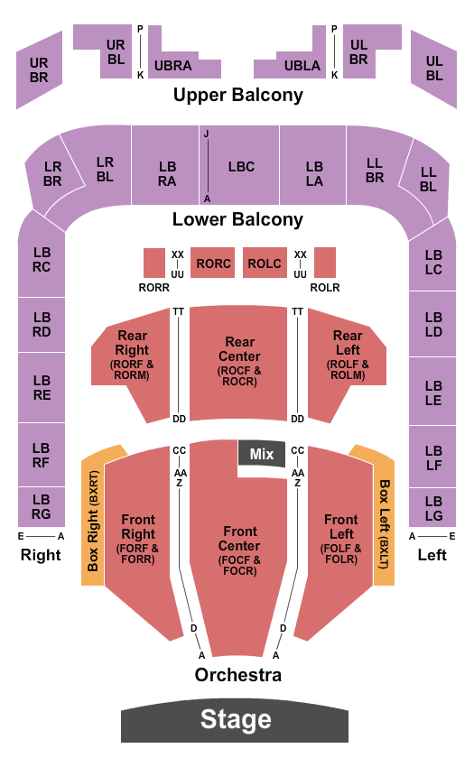 Soldiers & Sailors Memorial Auditorium Seating Chart: End Stage
